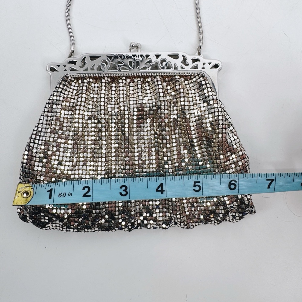Vintage Whiting & Davis Silver Mesh Evening Bag Art Deco Frame Mirror - Picture 11 of 11